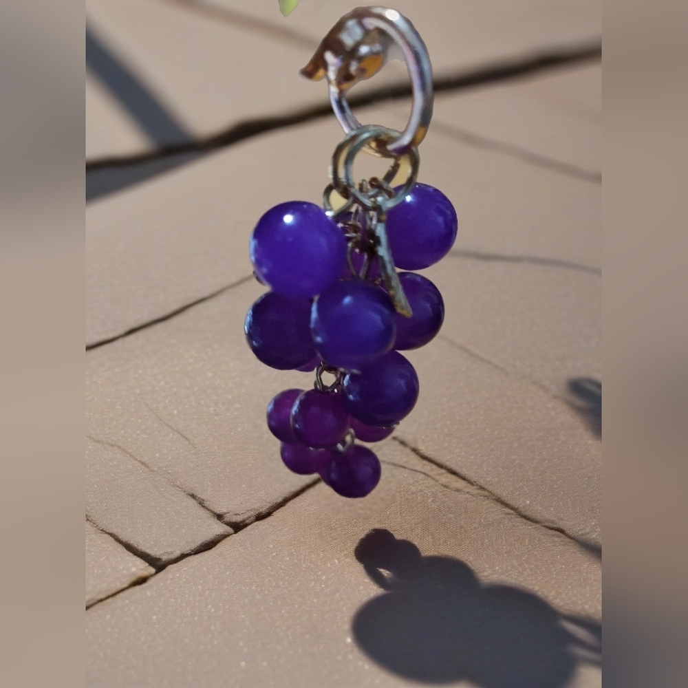 Elegant Purple Grape Charm Pendant